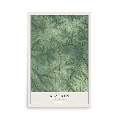 Map of Slayden, Tennessee, 12 x 18 inch unframed archival matte print