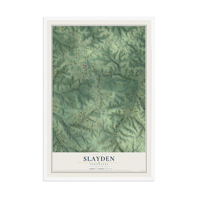 Map of Slayden, Tennessee, 12 x 18 inch print in a white wood frame