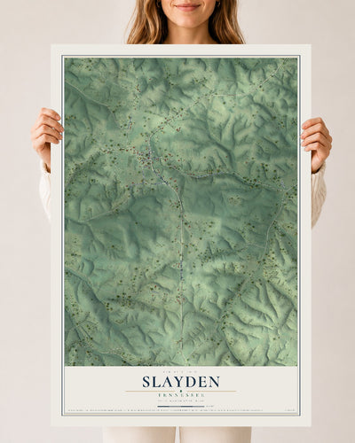 Map of Slayden, Tennessee, 24 x 36 inch unframed archival matte print