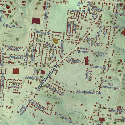 Close-up of the map of Smithville, Tennessee print showing street and building detail