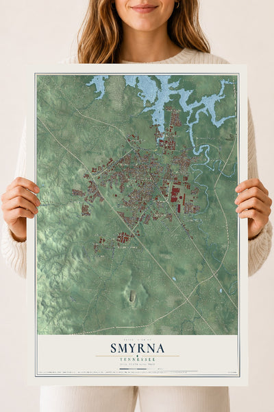 Map of Smyrna, Tennessee, 18 x 24 inch unframed archival matte print