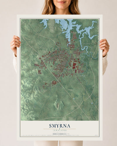 Map of Smyrna, Tennessee, 24 x 36 inch unframed archival matte print