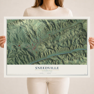 Map of Sneedville, Tennessee, 18 x 24 inch unframed archival matte print