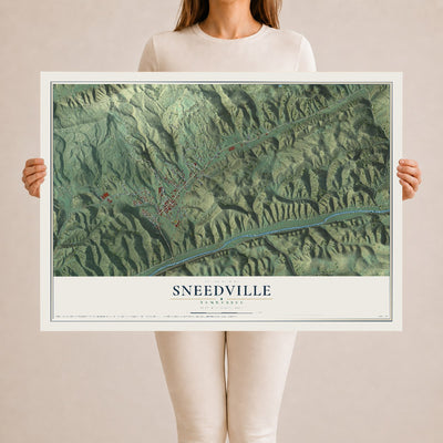 Map of Sneedville, Tennessee, 24 x 36 inch unframed archival matte print