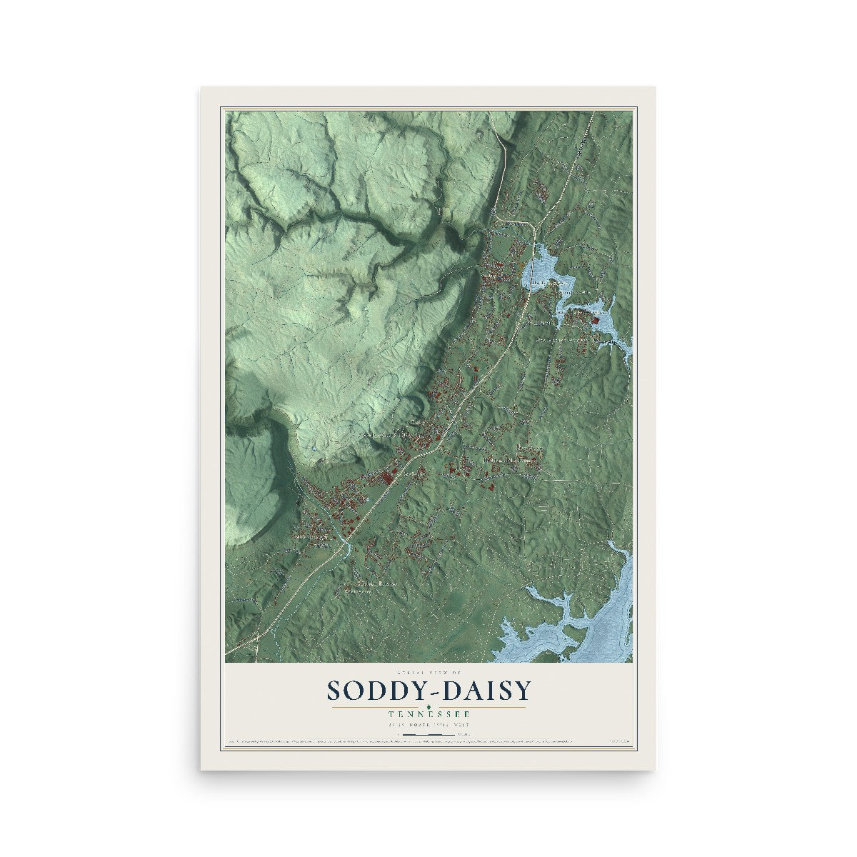 Map of Soddy-Daisy, Tennessee, 12 x 18 inch unframed archival matte print
