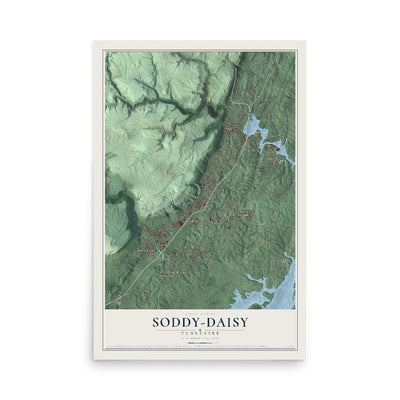 Map of Soddy-Daisy, Tennessee, 12 x 18 inch unframed archival matte print