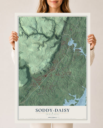 Map of Soddy-Daisy, Tennessee, 24 x 36 inch unframed archival matte print