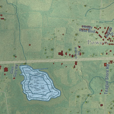 Second close-up of the map of Somerville, Tennessee print showing more streets and buildings