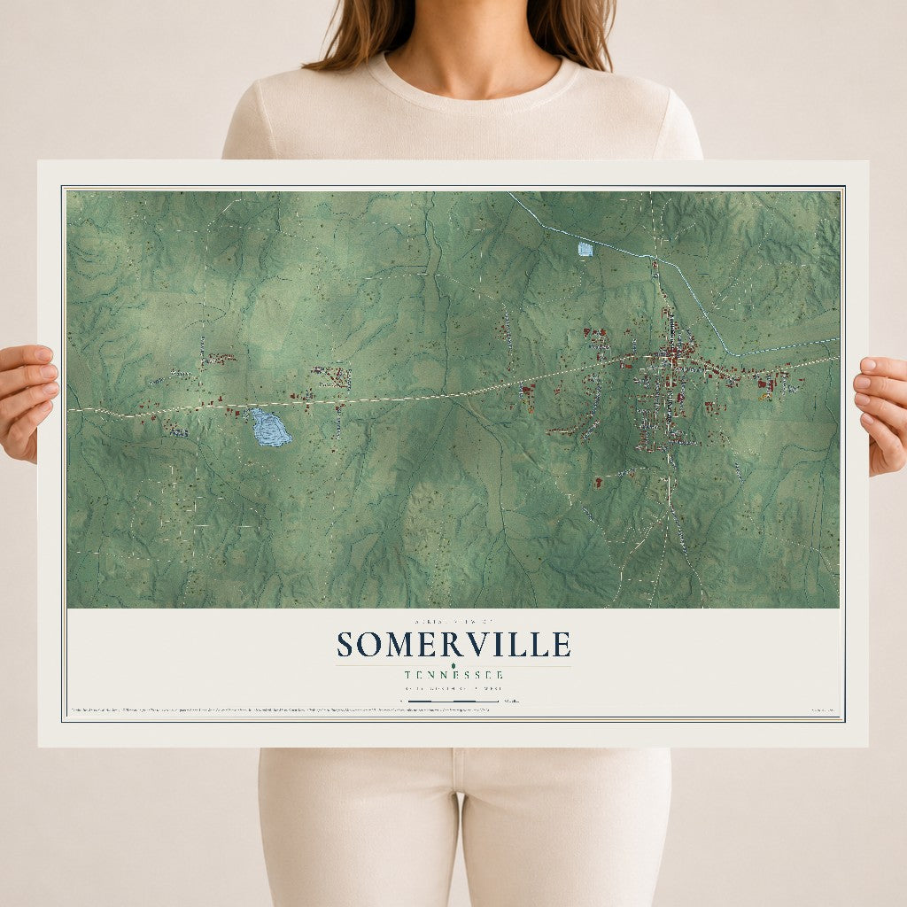 Map of Somerville, Tennessee, 18 x 24 inch unframed archival matte print