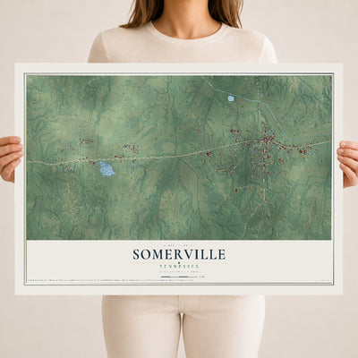 Map of Somerville, Tennessee, 18 x 24 inch unframed archival matte print