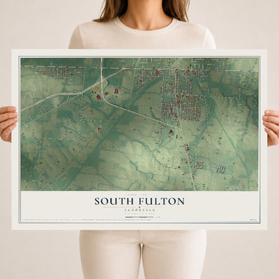 Map of South Fulton, Tennessee, 18 x 24 inch unframed archival matte print