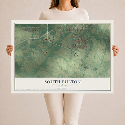 Map of South Fulton, Tennessee, 24 x 36 inch unframed archival matte print