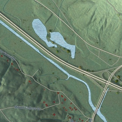 Second close-up of the map of South Pittsburg, Tennessee print showing more streets and buildings