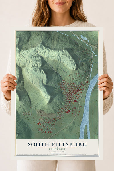 Map of South Pittsburg, Tennessee, 18 x 24 inch unframed archival matte print
