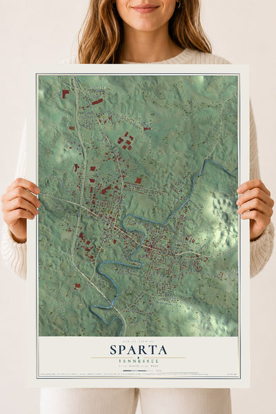 Map of Sparta, Tennessee, 18 x 24 inch unframed archival matte print