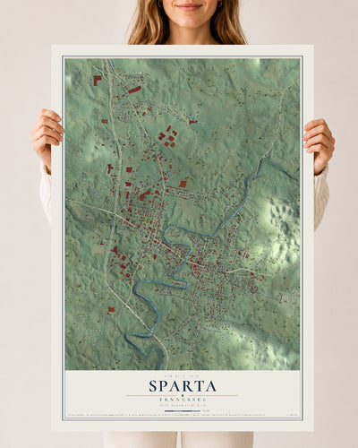 Map of Sparta, Tennessee, 24 x 36 inch unframed archival matte print
