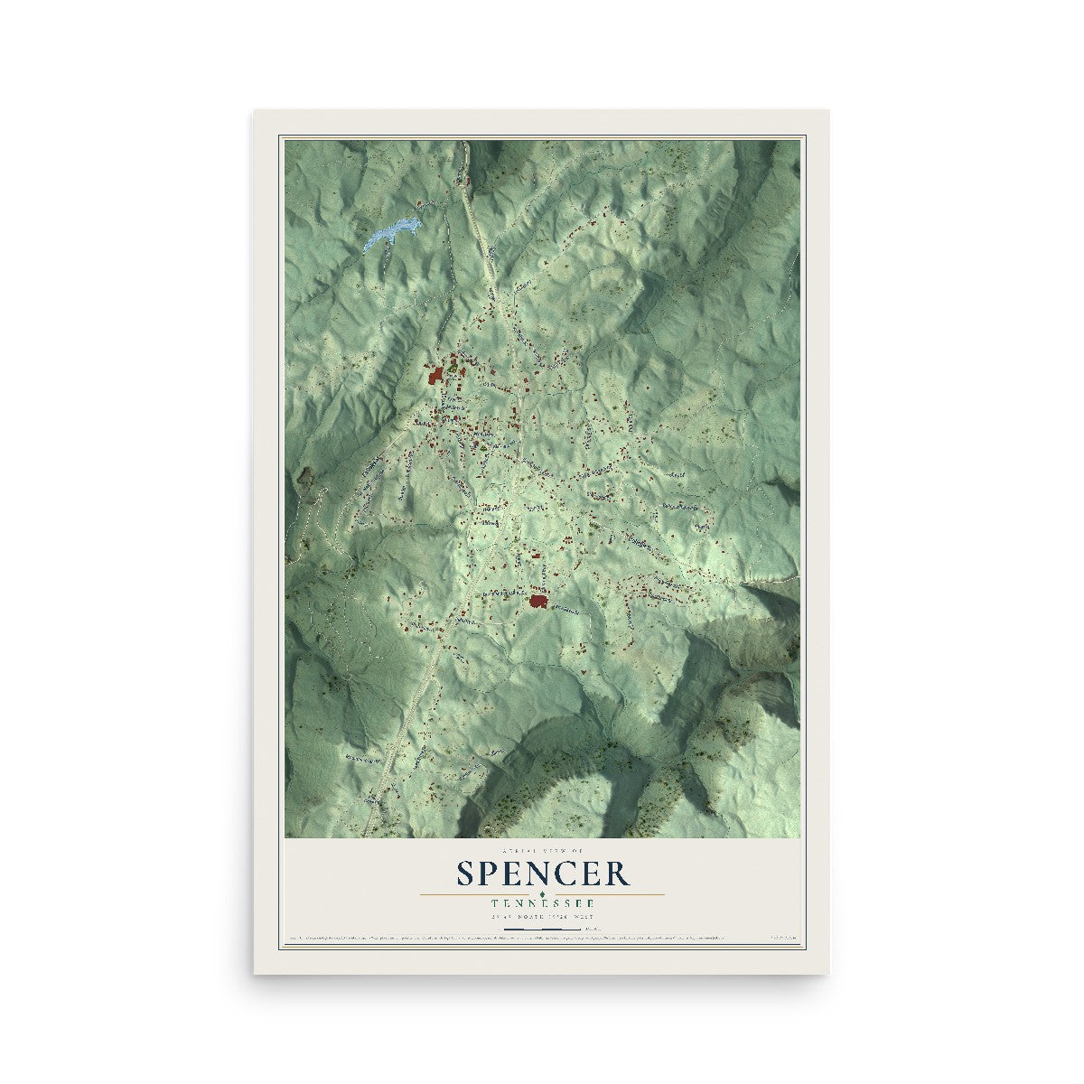 Map of Spencer, Tennessee, 12 x 18 inch unframed archival matte print