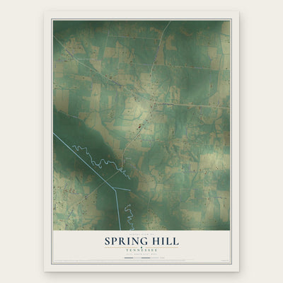 Spring Hill, Gibson County, Tennessee map print, the full design