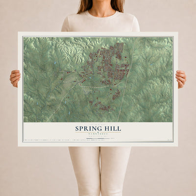 Map of Spring Hill, Tennessee, 24 x 36 inch unframed archival matte print