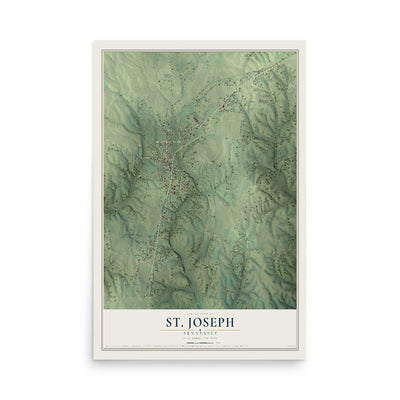 Map of St. Joseph, Tennessee, 12 x 18 inch unframed archival matte print
