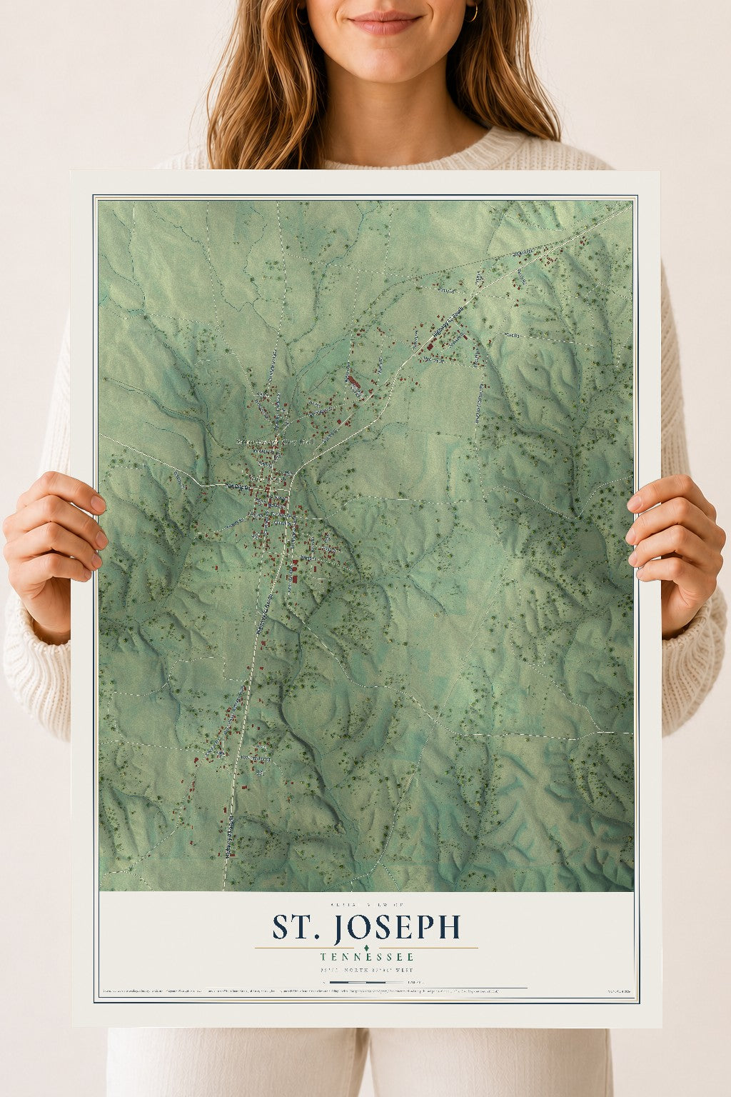 Map of St. Joseph, Tennessee, 18 x 24 inch unframed archival matte print