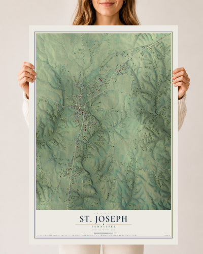 Map of St. Joseph, Tennessee, 24 x 36 inch unframed archival matte print