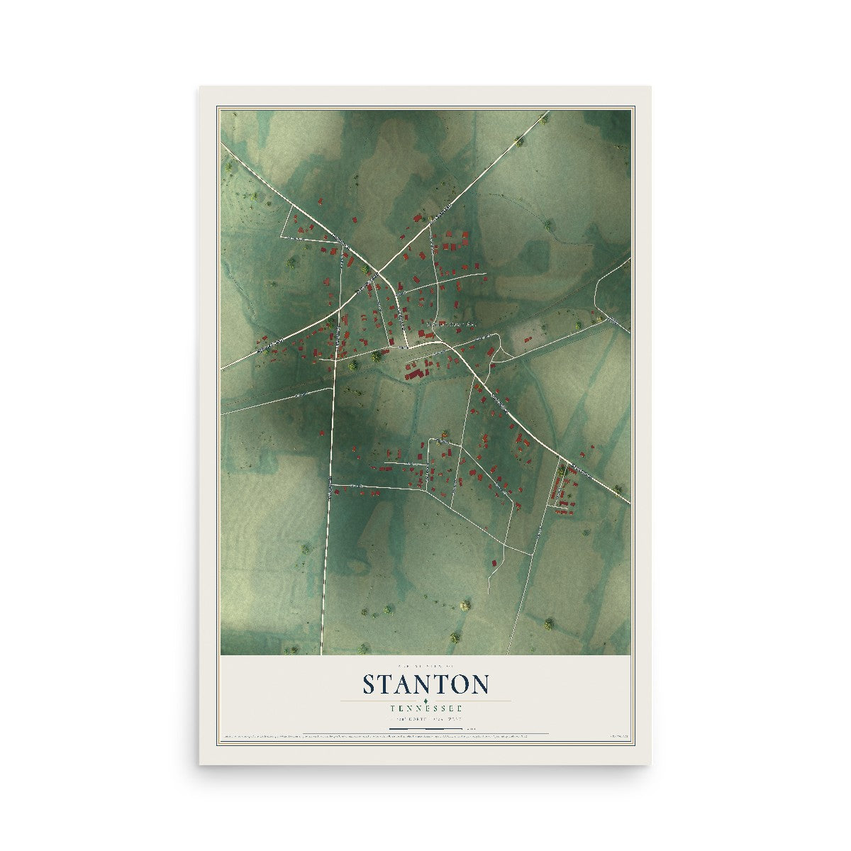 Map of Stanton, Tennessee, 12 x 18 inch unframed archival matte print