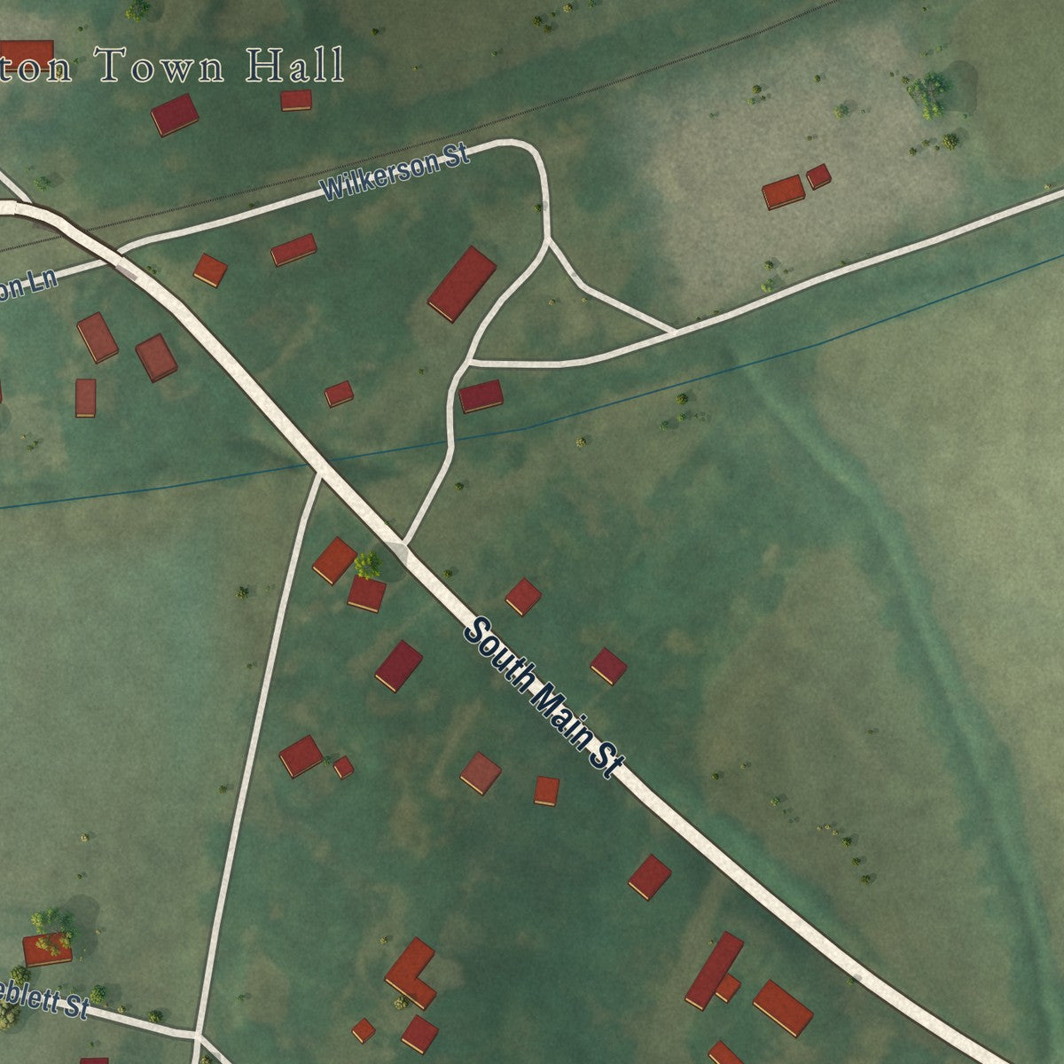 Second close-up of the map of Stanton, Tennessee print showing more streets and buildings