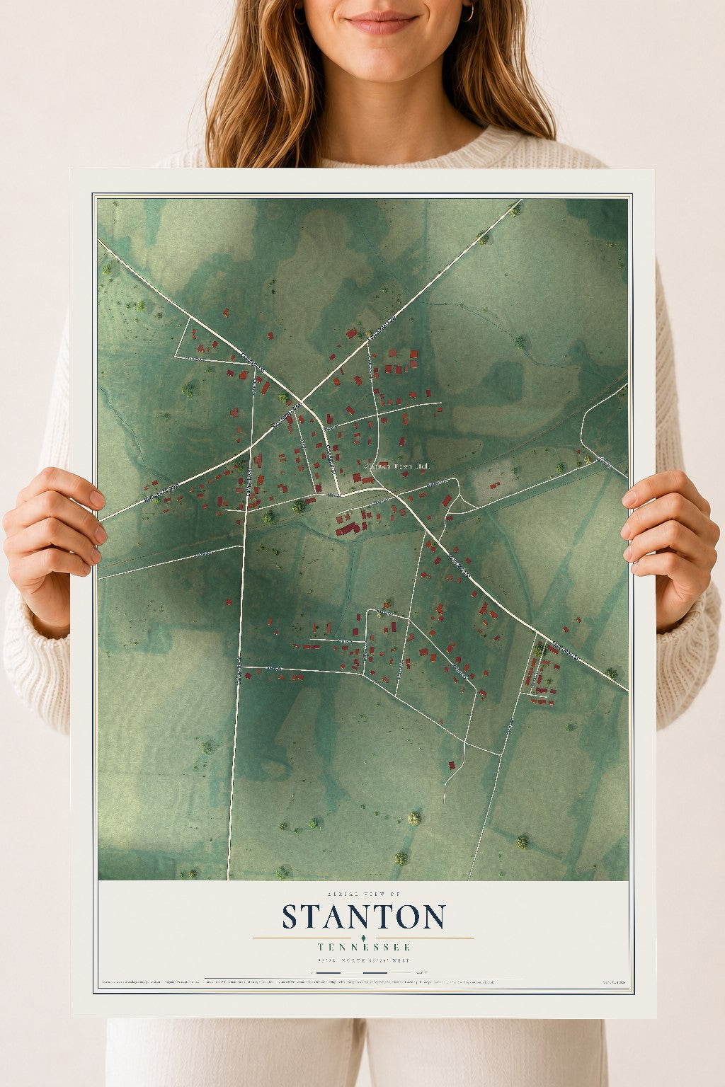 Map of Stanton, Tennessee, 18 x 24 inch unframed archival matte print