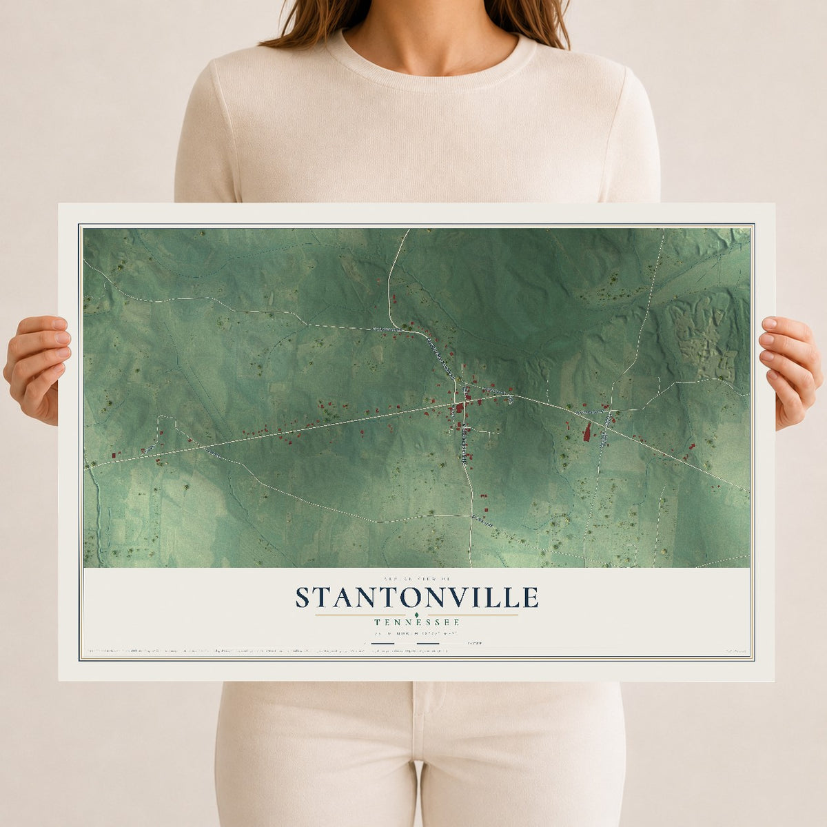 Map of Stantonville, Tennessee, 12 x 18 inch unframed archival matte print