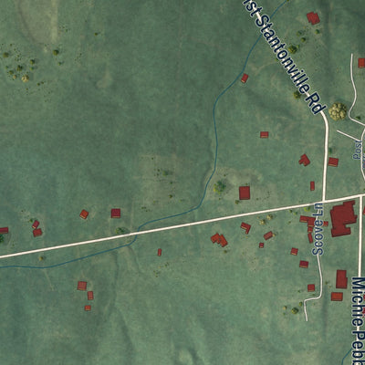 Second close-up of the map of Stantonville, Tennessee print showing more streets and buildings