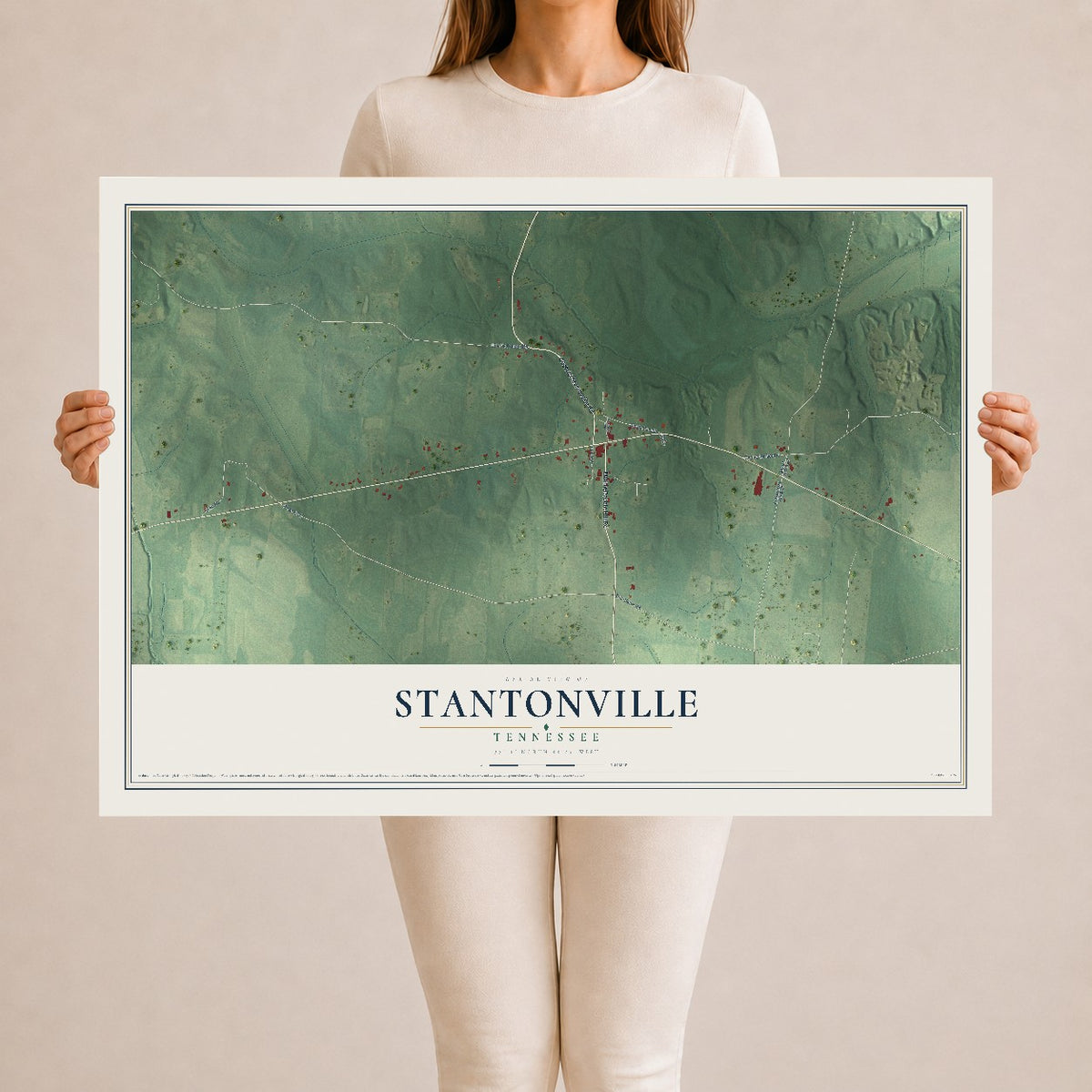 Map of Stantonville, Tennessee, 24 x 36 inch unframed archival matte print