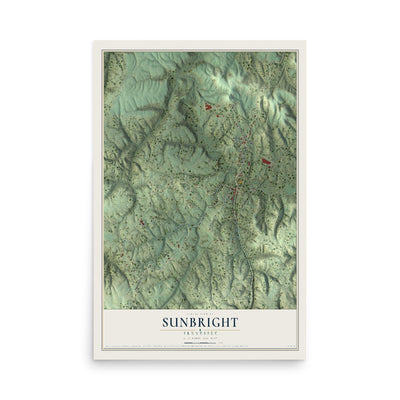 Map of Sunbright, Tennessee, 12 x 18 inch unframed archival matte print
