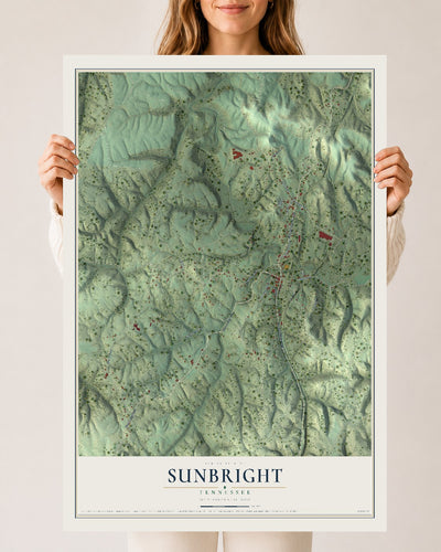 Map of Sunbright, Tennessee, 24 x 36 inch unframed archival matte print