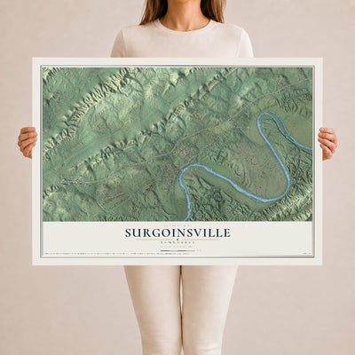 Map of Surgoinsville, Tennessee, 24 x 36 inch unframed archival matte print
