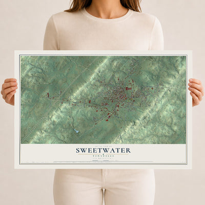 Map of Sweetwater, Tennessee, 12 x 18 inch unframed archival matte print