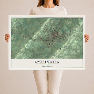 Map of Sweetwater, Tennessee, 24 x 36 inch unframed archival matte print