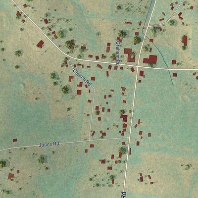 Close-up of the map of Taft, Tennessee print showing street and building detail