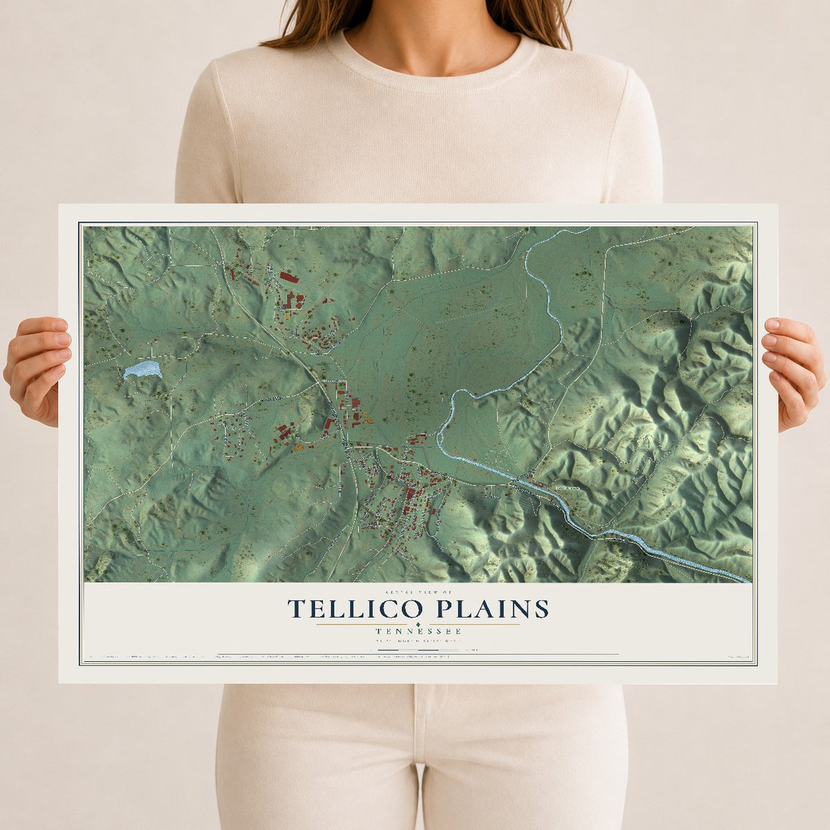 Map of Tellico Plains, Tennessee, 12 x 18 inch unframed archival matte print