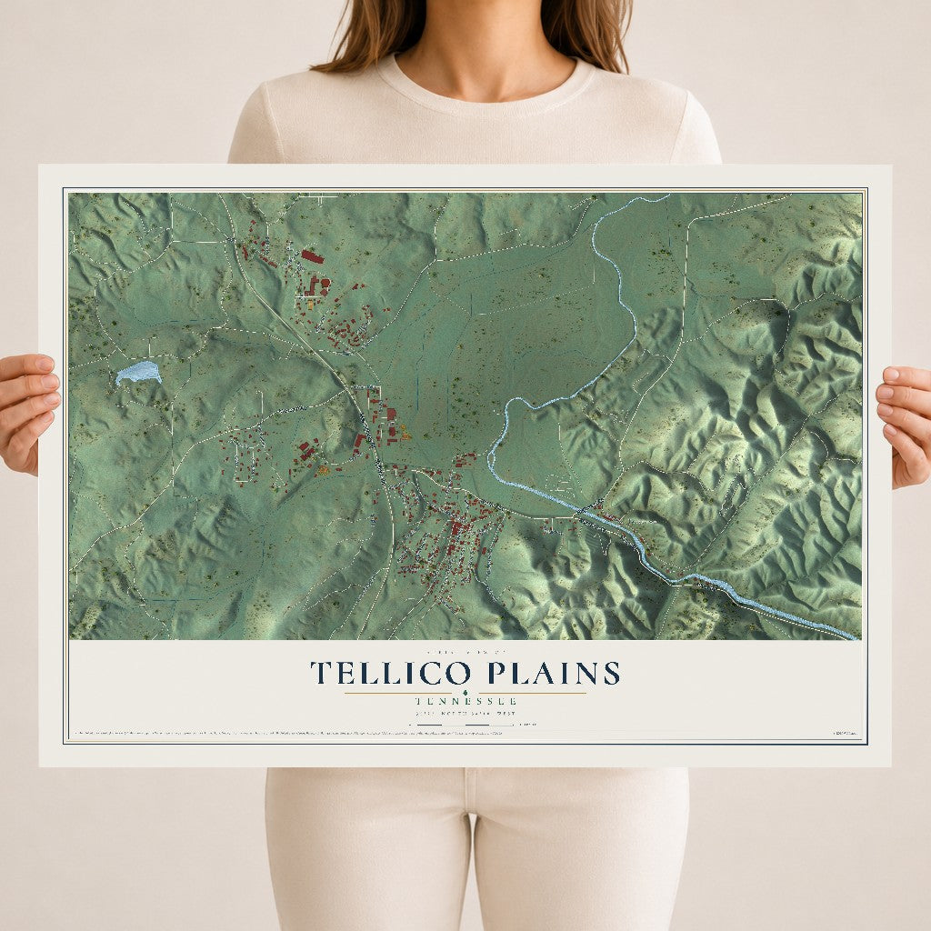 Map of Tellico Plains, Tennessee, 18 x 24 inch unframed archival matte print