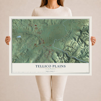 Map of Tellico Plains, Tennessee, 24 x 36 inch unframed archival matte print