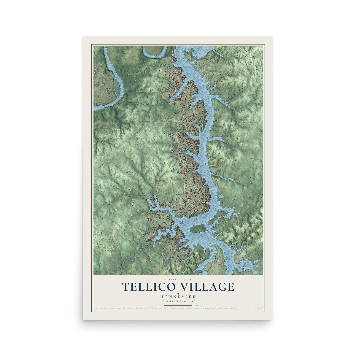 Map of Tellico Village, Tennessee, 12 x 18 inch unframed archival matte print