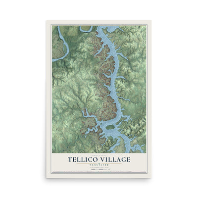 Map of Tellico Village, Tennessee, 12 x 18 inch unframed archival matte print
