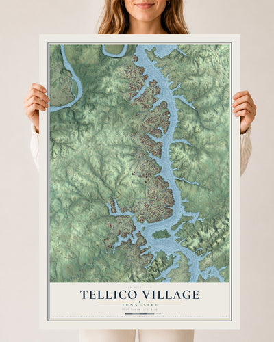 Map of Tellico Village, Tennessee, 24 x 36 inch unframed archival matte print