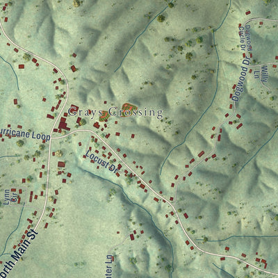 Second close-up of the map of Tennessee Ridge, Tennessee print showing more streets and buildings