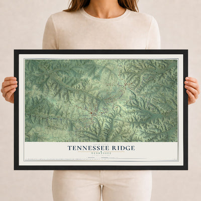 Map of Tennessee Ridge, Tennessee, 12 x 18 inch print in a black wood frame