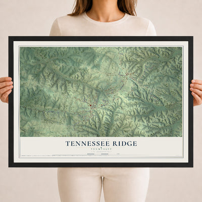 Map of Tennessee Ridge, Tennessee, 18 x 24 inch print in a black wood frame