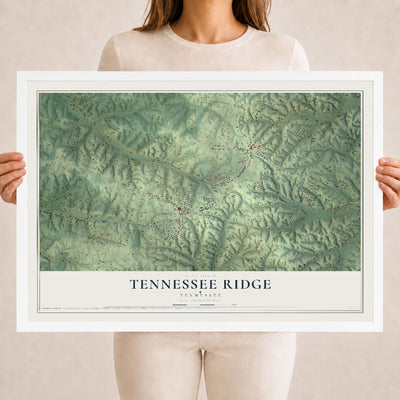 Map of Tennessee Ridge, Tennessee, 18 x 24 inch print in a white wood frame