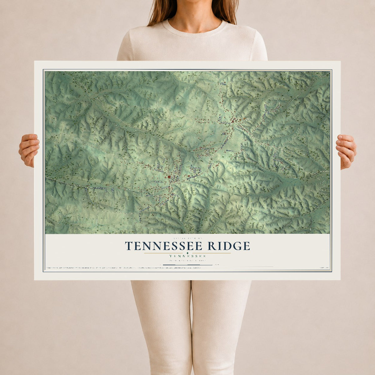 Map of Tennessee Ridge, Tennessee, 24 x 36 inch unframed archival matte print