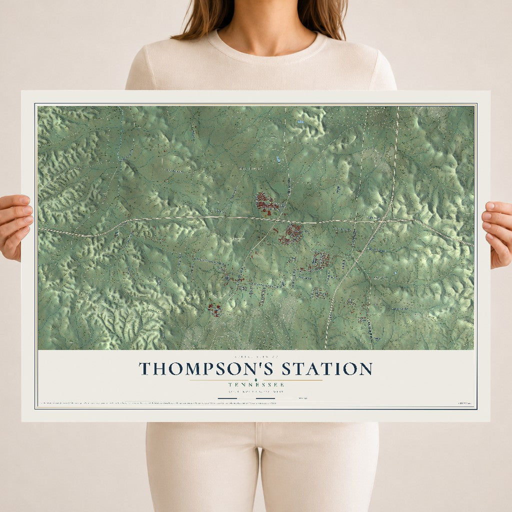 Map of Thompson's Station, Tennessee, 18 x 24 inch unframed archival matte print